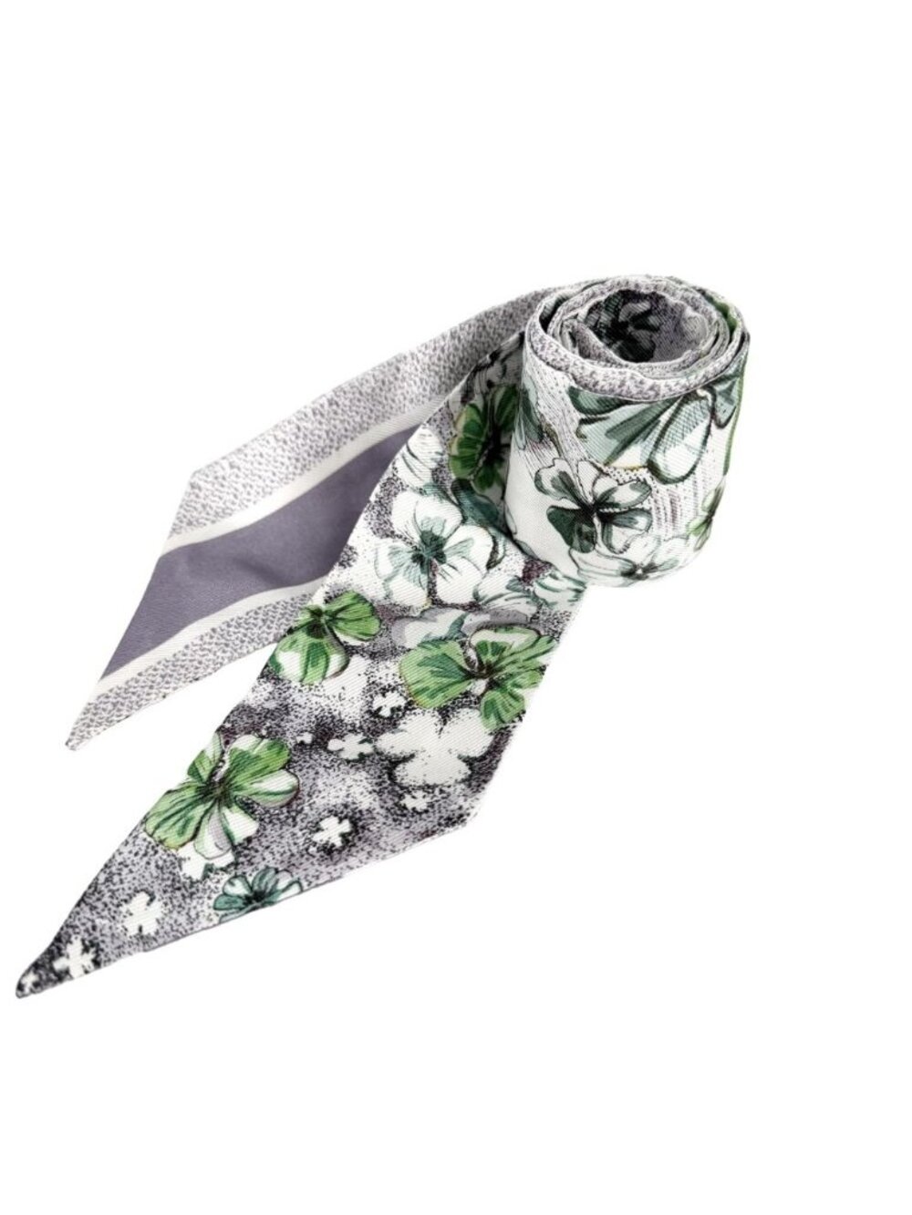 Dior Scarf Mitzah Floral Pattern Silk Green Gray